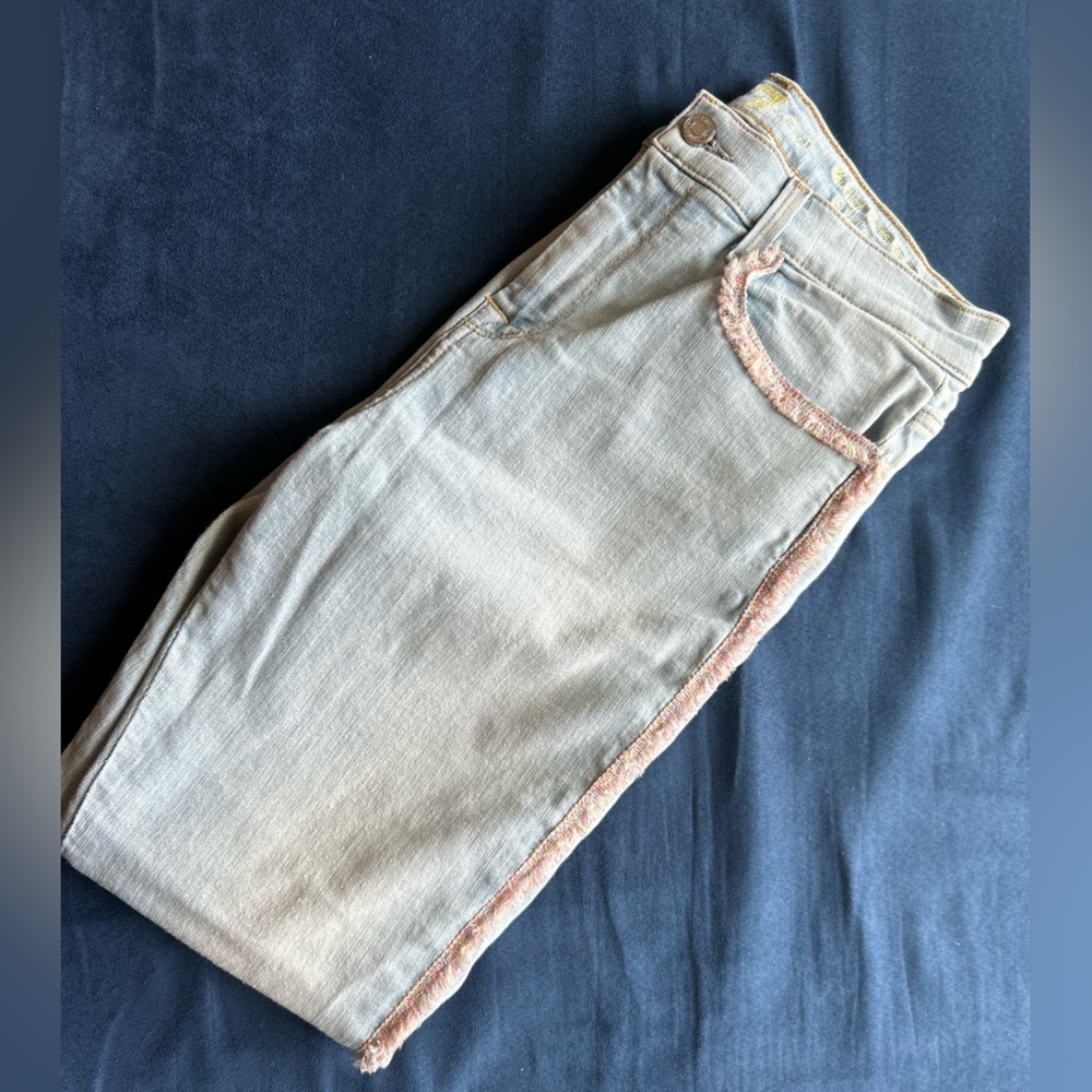 7 For All Mankind High Waist Ankle Skinny With Rainbow Fringe size 30  🌈 👖 - Picture 16 of 16